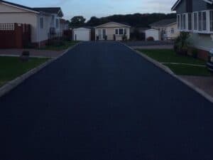 Tarmac road through a holiday park